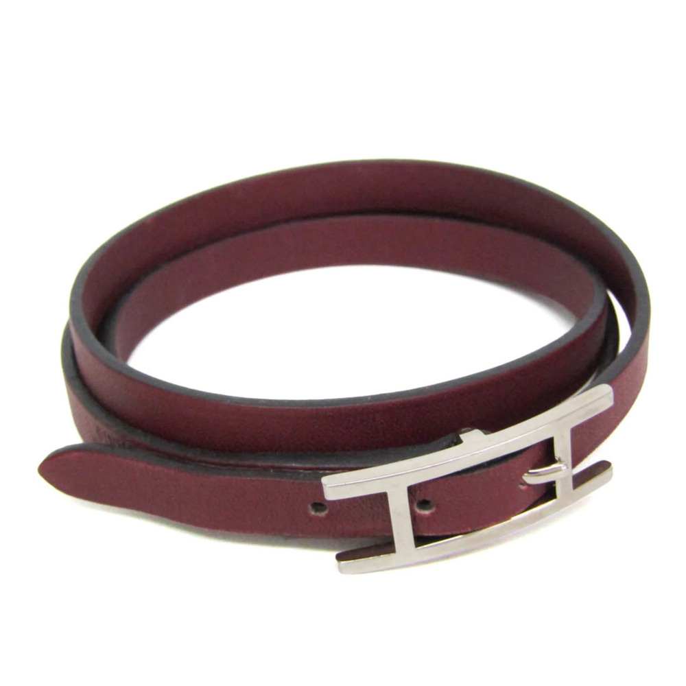 Hermes Hapi III Leather Wrap Bracelet Bordeaux,Wine